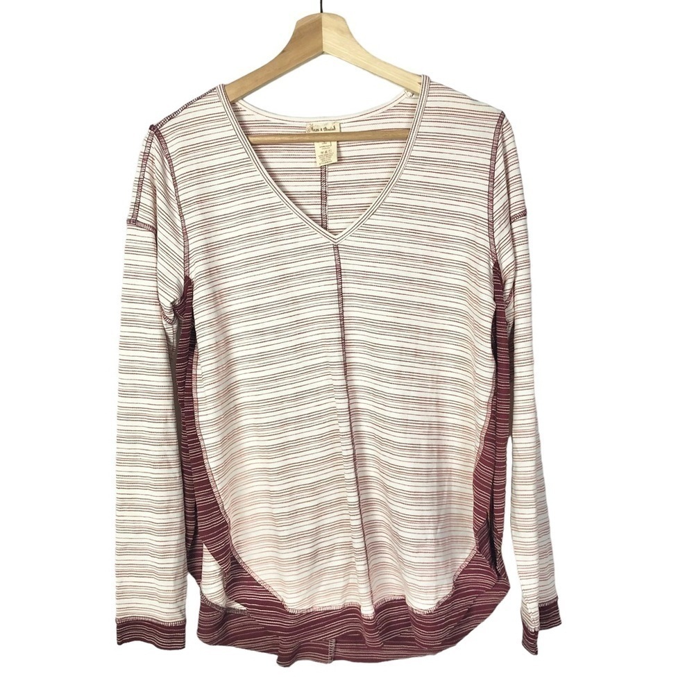 Boutique Hem & Thread Red & White Stripe‎ Open Side Long Sleeve S